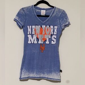 New York Mets Blue & Sparkles Women’s T Shirt Sz S Baseball Casual Game Day NWOT